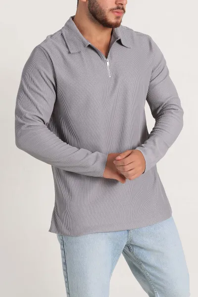 gri-regular-fit-fitilli-doku-polo-yaka-sweatshirt-299828