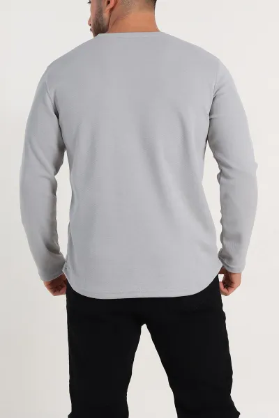 Gri Regular Fit Kabartma Baskılı Erkek Sweatshirt 303421