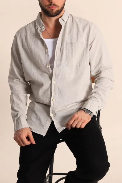 gri-regular-fit-keten-tek-cep-detayli-uzun-kollu-erkek-gomlek-244753