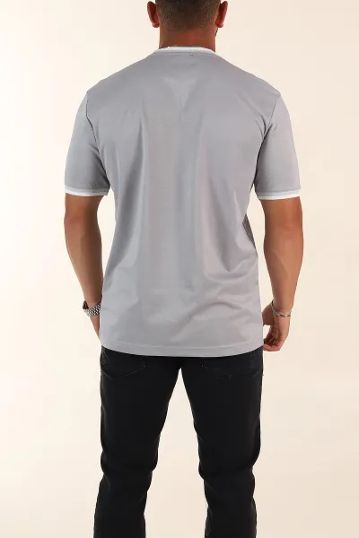 Gri Regular Fit Omuz Şerit Detaylı Erkek Tişört 372090