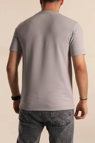 Gri Regular Fit Plastik Baskı Detaylı Erkek Tişört 268145