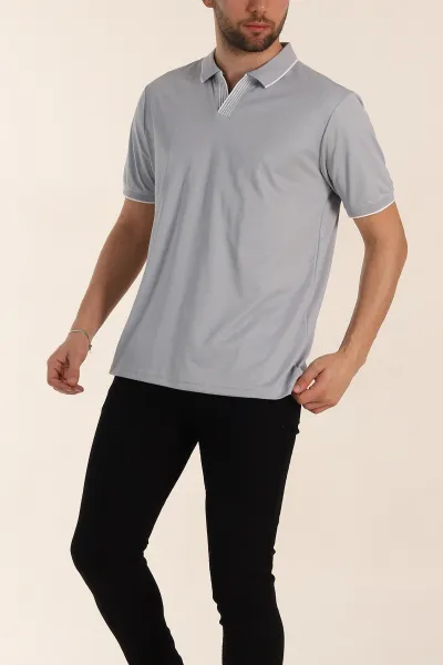 Gri Regular Fit Polo Yaka Erkek Tişört 338474