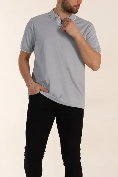 Gri Regular Fit Polo Yaka Erkek Tişört 338474