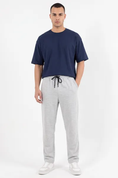 Gri Regular Fit Üç Fit Şardonlu Erkek Eşofman Altı 501318