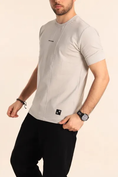 Gri Regular Fit Yazı Detay Erkek Tişört 252191