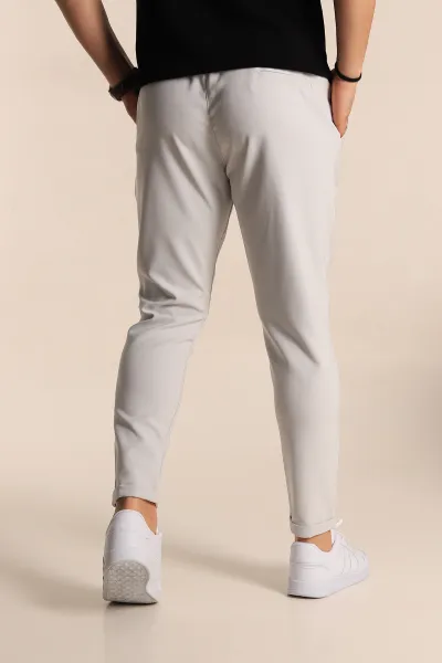 Gri Relaxed Fit Bel Bağlamalı Duble Paça Erkek Jogger Pantolon 257469
