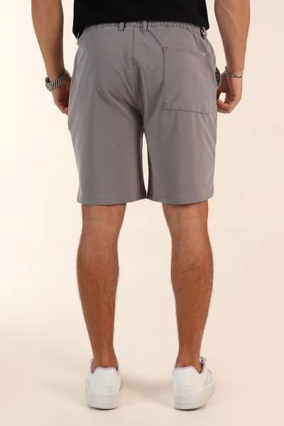 Gri Relaxed Fit Bel Lastikli Likralı Erkek Şort 380969