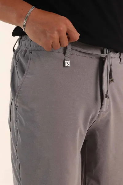 Gri Relaxed Fit Bel Lastikli Likralı Erkek Şort 380969