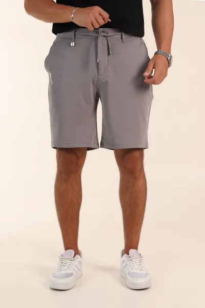 Gri Relaxed Fit Bel Lastikli Likralı Erkek Şort 380969
