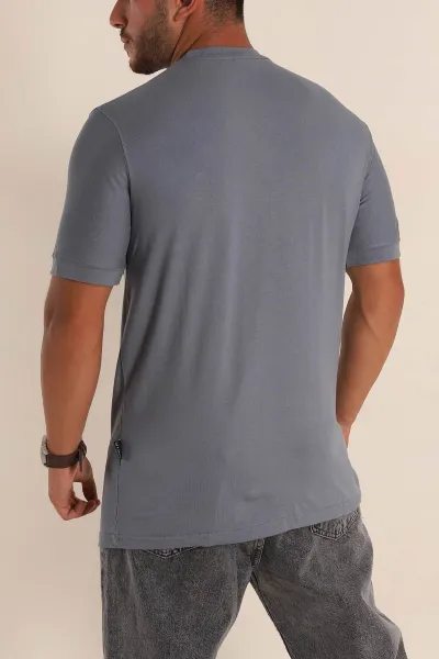Gri Relaxed Fit Cep Detaylı Erkek Tişört 268733