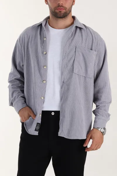 gri-relaxed-fit-cep-detayli-kalin-fitilli-kadife-erkek-gomlek-397932