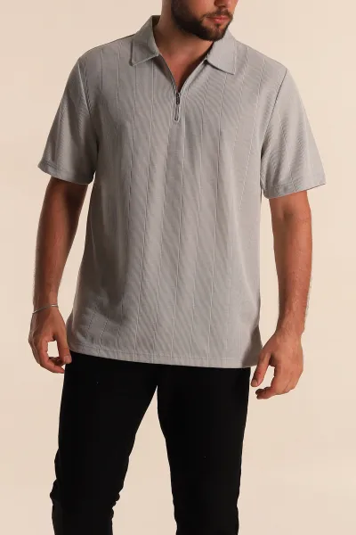gri-relaxed-fit-cizgi-dokulu-fermuarli-polo-yaka-erkek-tisort-278930