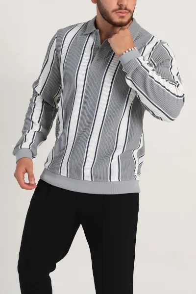 gri-relaxed-fit-cizgili-polo-yaka-uzun-kollu-erkek-sweatshirt-300890