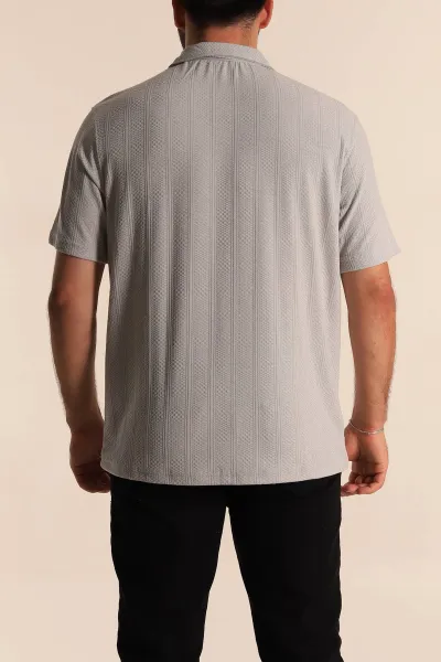 Gri Relaxed Fit Desenli Polo Yaka Erkek Tişört 279209