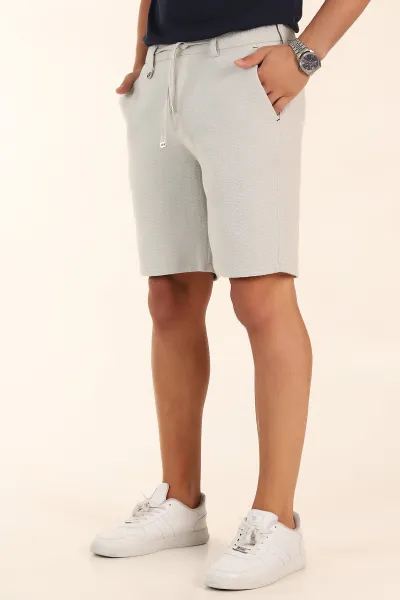 Gri Relaxed Fit Dokulu Bel Lastikli Erkek Şort 380984