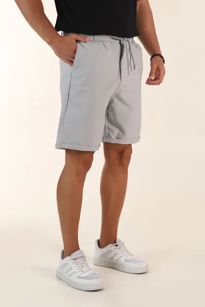 Gri Relaxed Fit Double Kumaş Duble Paça Erkek Şort 382257