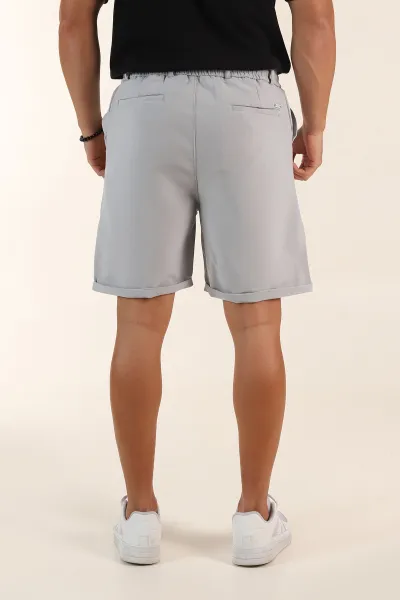 Gri Relaxed Fit Double Kumaş Duble Paça Erkek Şort 382257