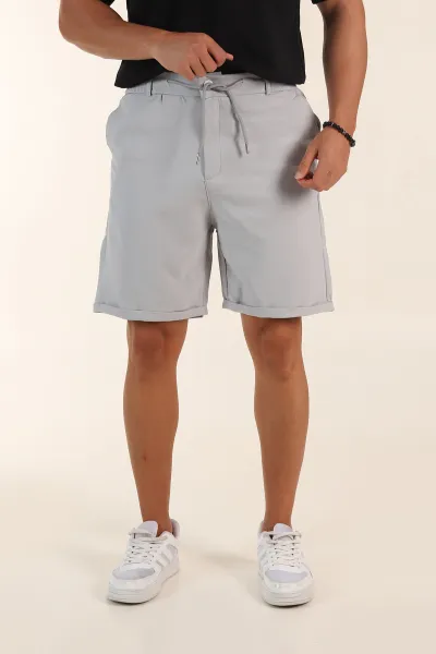 Gri Relaxed Fit Double Kumaş Duble Paça Erkek Şort 382257