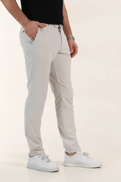 Gri Relaxed Fit Duble Kumaş Bel Lastikli Duble Paça Erkek Pantolon 362589