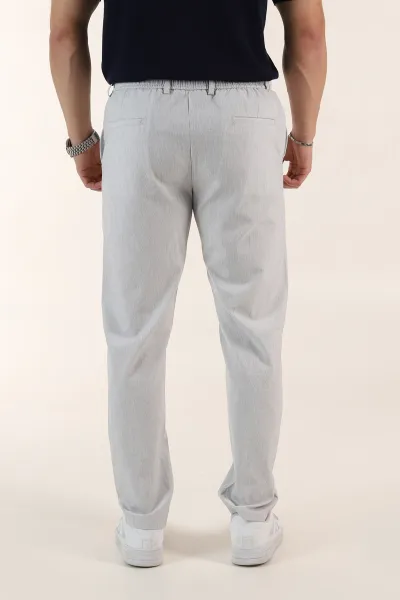 Gri Relaxed Fit Gofre Kumaş Bel Arkası Lastikli Erkek Pantolon 362585