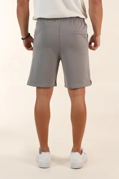 Gri Relaxed Fit İki İp Şardonsuz Kabartma Baskılı Erkek Şort 382186
