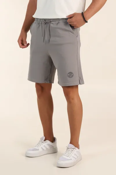 Gri Relaxed Fit İki İp Şardonsuz Kabartma Baskılı Erkek Şort 382186