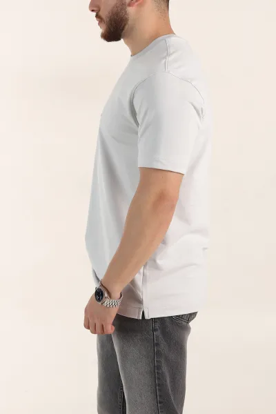 Gri Relaxed Fit Kabartma Yazı Detaylı Erkek Tişört 358507