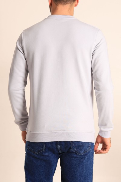 Gri Relaxed Fit Kabartma Yazılı Erkek Sweatshirt 221451