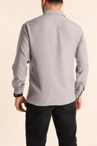 Gri Relaxed Fit Keten Erkek Gömlek 256530