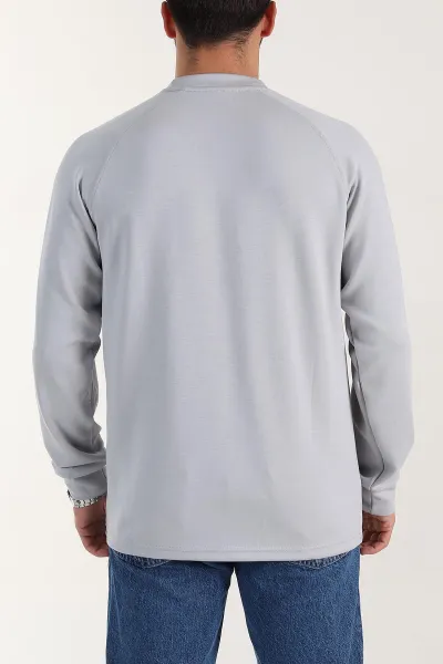 Gri Relaxed Fit Oysho Kumaş Nakış Detaylı Erkek Sweatshirt 399470
