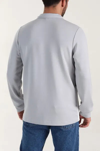 Gri Relaxed Fit Oysho Kumaş Üç Renkli Polo Yaka Sweatshirt 399545