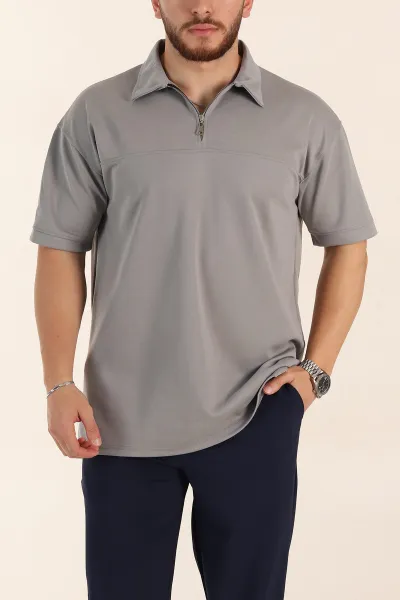 gri-relaxed-fit-parcali-kumas-polo-yaka-erkek-tisort-363811