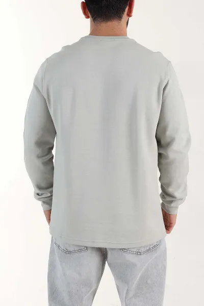 Gri Relaxed Fit Pike Dokulu Nakış Detaylı Erkek Sweatshirt 400897