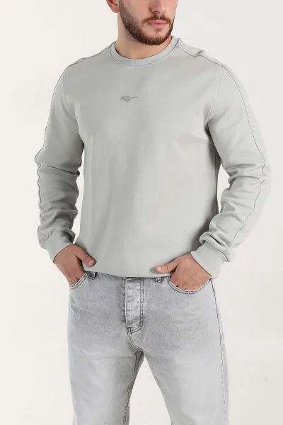 gri-relaxed-fit-pike-dokulu-nakis-detayli-erkek-sweatshirt-400897