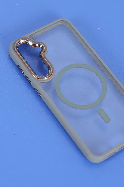 Gri Samsung S23 FE Uyumlu Orbit Serisi Kamera Korumalı Magsafe Sert Silikon Telefon Kılıfı 404194