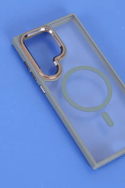 Gri Samsung S23 Ultra Uyumlu Orbit Serisi Kamera Korumalı Magsafe Sert Silikon Telefon Kılıfı 404203