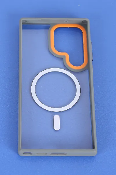 Gri Samsung S23 Ultra Uyumlu Orbit Serisi Kamera Korumalı Magsafe Sert Silikon Telefon Kılıfı 404203