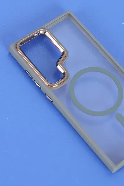 Gri Samsung S24 Ultra Uyumlu Orbit Serisi Kamera Korumalı Magsafe Sert Silikon Telefon Kılıfı 404214
