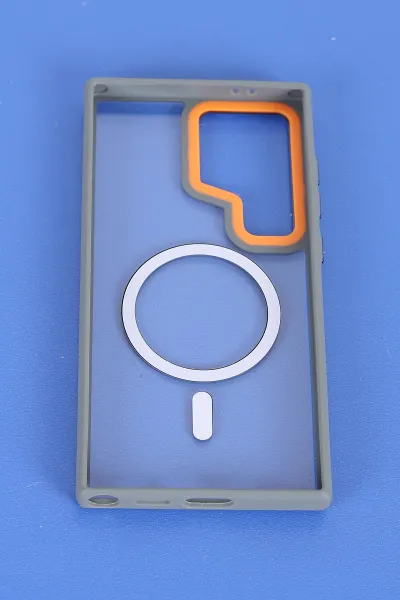 Gri Samsung S24 Ultra Uyumlu Orbit Serisi Kamera Korumalı Magsafe Sert Silikon Telefon Kılıfı 404214