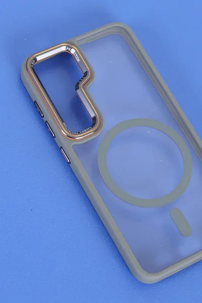 Gri Samsung S24 Uyumlu Orbit Serisi Kamera Korumalı Magsafe Sert Silikon Telefon Kılıfı 404208