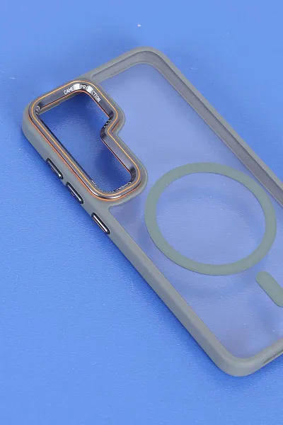 Gri Samsung S25 Uyumlu Orbit Serisi Kamera Korumalı Magsafe Sert Silikon Telefon Kılıfı 404218