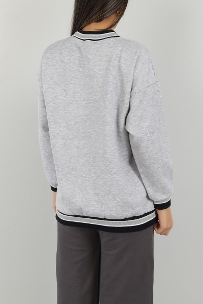 Gri Şardonlu Baskılı Bayan Sweat 144951