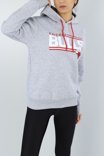 Gri Şardonlu Baskılı Bayan Sweat 47210
