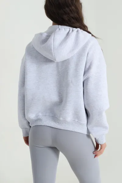 Gri Şardonlu Cepli Üç İp Kadın Sweat 485159