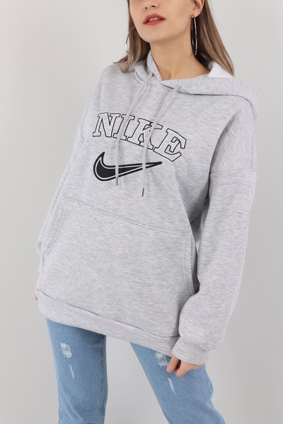 Gri Şardonlu Nakışlı Sweat 150301