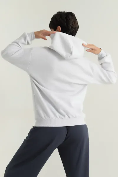 Gri Şardonlu Nakışlı Üç İp Kadın Sweat 394811