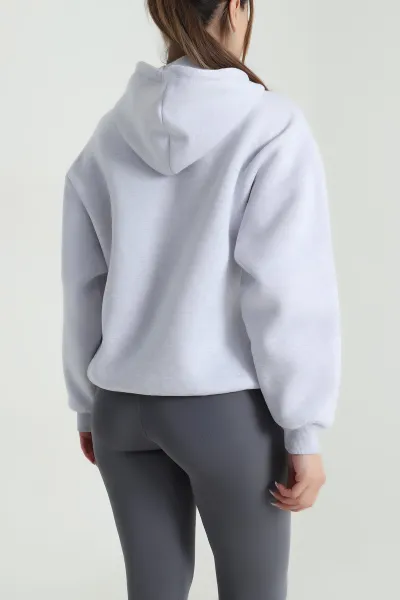 Gri Şardonlu Üç İp Kadın Sweat 485152