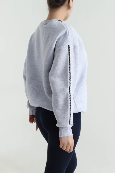 Gri Şardonlu Üç İp Kadın Sweat 492097