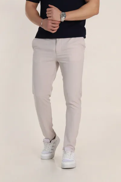 Gri Slim Fit Çizgili Gofre Kumaş Erkek Pantolon 351865