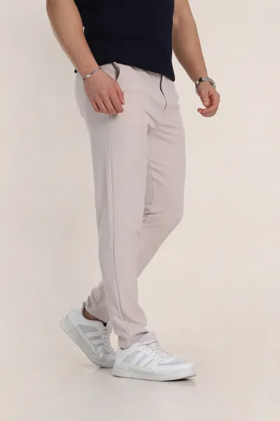Gri Slim Fit Çizgili Gofre Kumaş Erkek Pantolon 351865
